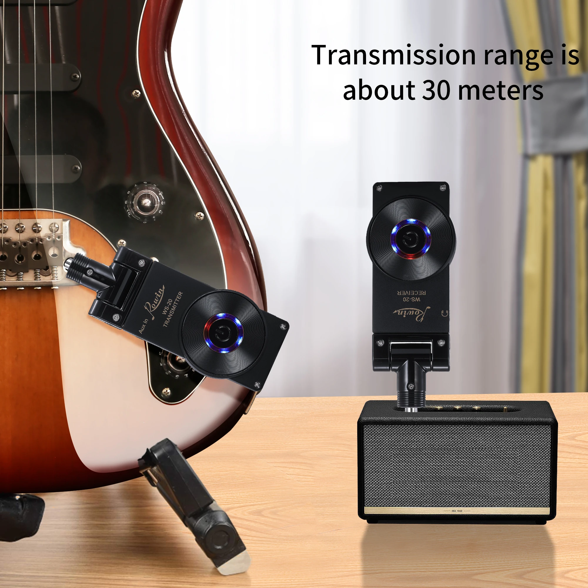 Rowin WS-20 2,4G Беспроводная гитарная система перезаряжаемая литиевая батарея передатчик приемник 30 метров дальность передачи 4 цвета