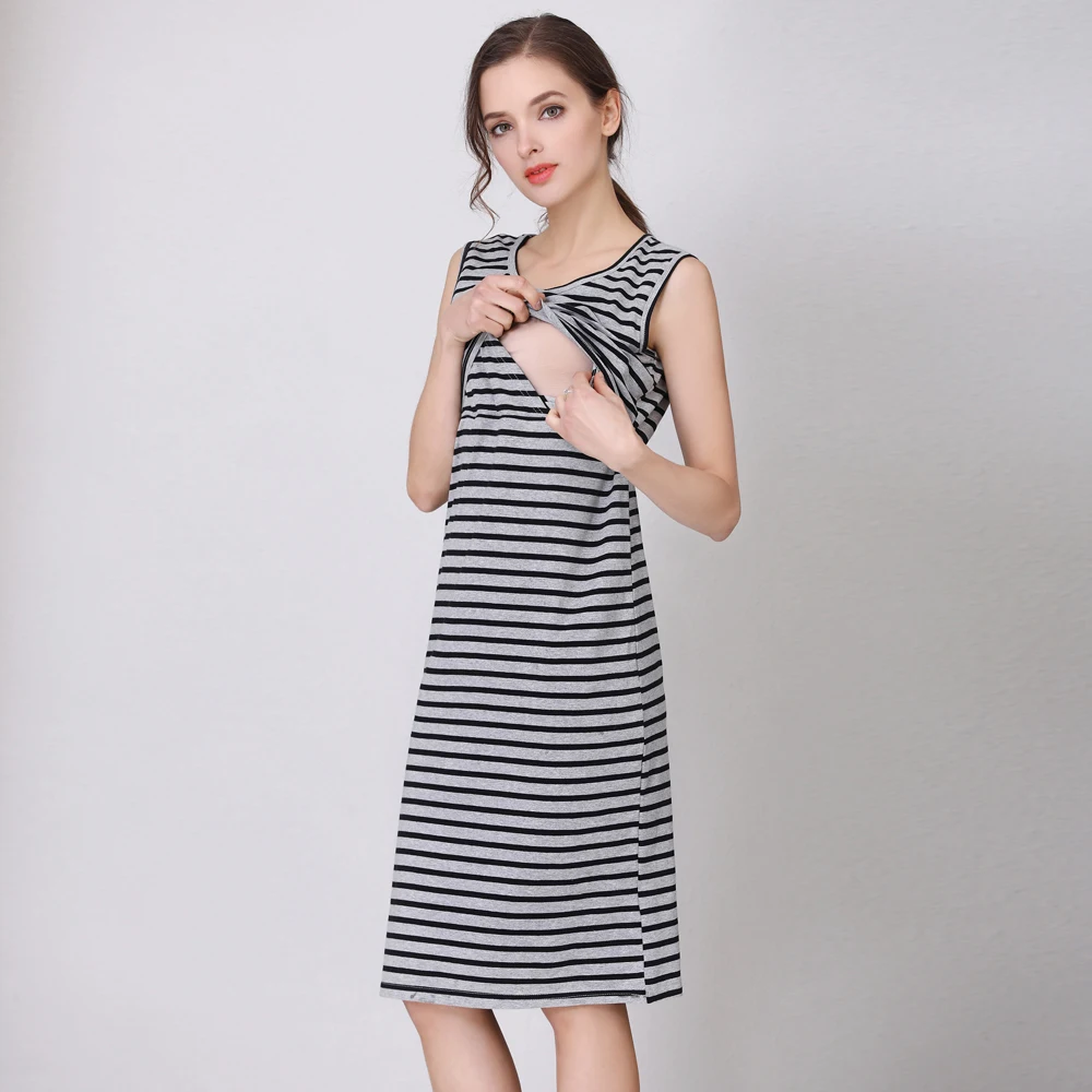 Платье женское эластичное хлопковое в полоску большого размера | Мать и ребенок
