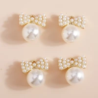 5pcs beautiful pearl bowknot pendants charms for earrings bracelets keychains diy jewelry making accessories handmade craft