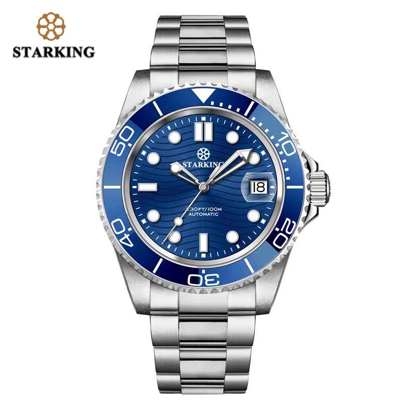 Часы наручные STARKING Мужские автоматические механические японские зеленые водные