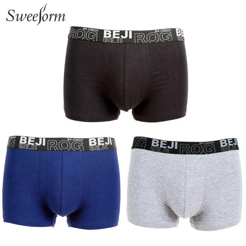 Sweeform 3 шт. боксеры мужское нижнее белье хлопок мужские короткие дышащие