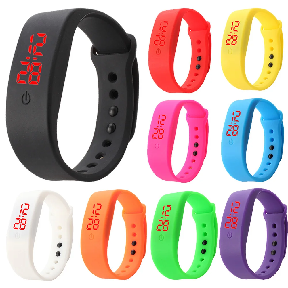 Новые светодиодные цифровые наручные часы браслет детские спортивные для улицы