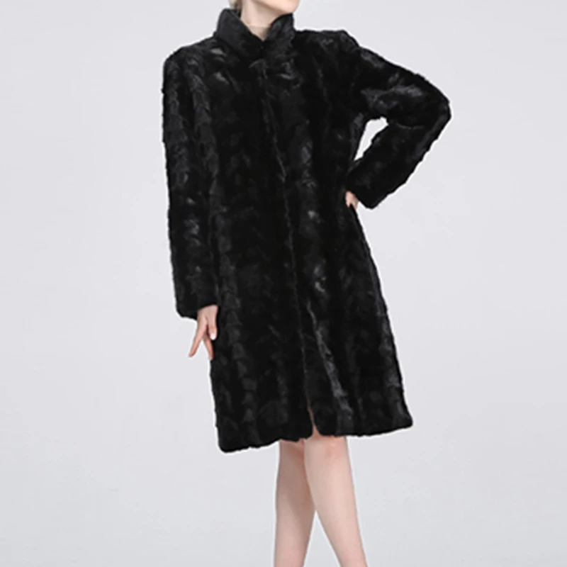 

Женская норковая куртка, кожаная куртка длиной 2019 см в стиле пэчворк, новая коллекция 100