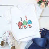 ice cream couple kawaii clothes vintage student vacation travel tops women black top print 2021 t shirt summer graphic tees pink