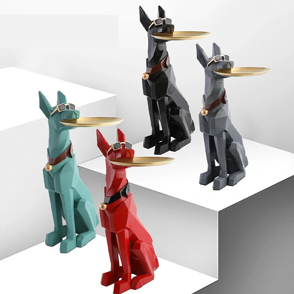 

Nordic Decoration Home Figurine Dog Pallets Statues Creative Living Room Decor Sculpture Large Landing Dog Sculpture Decoration