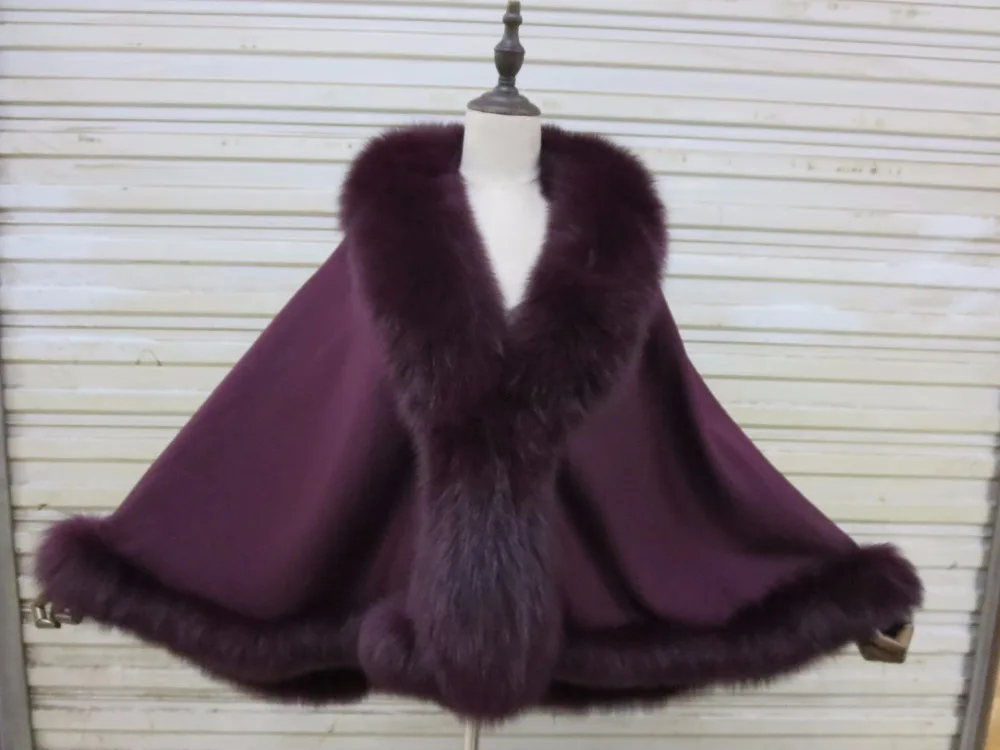 Женская зимняя накидка из натурального кашемира полукруглая пончо с воротником