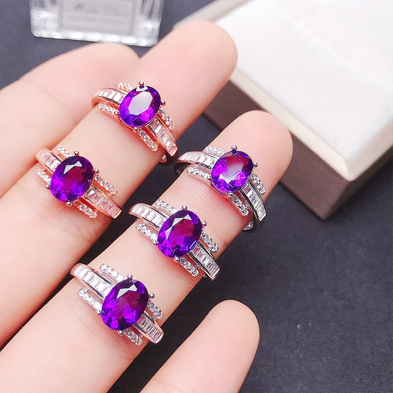 

Natural Crystal/Garnet Gemstone Fashion Stone Ring for Women Real 925 Sterling Silver Charm Fine Jewelry Free Shipping MeiBaPJFS