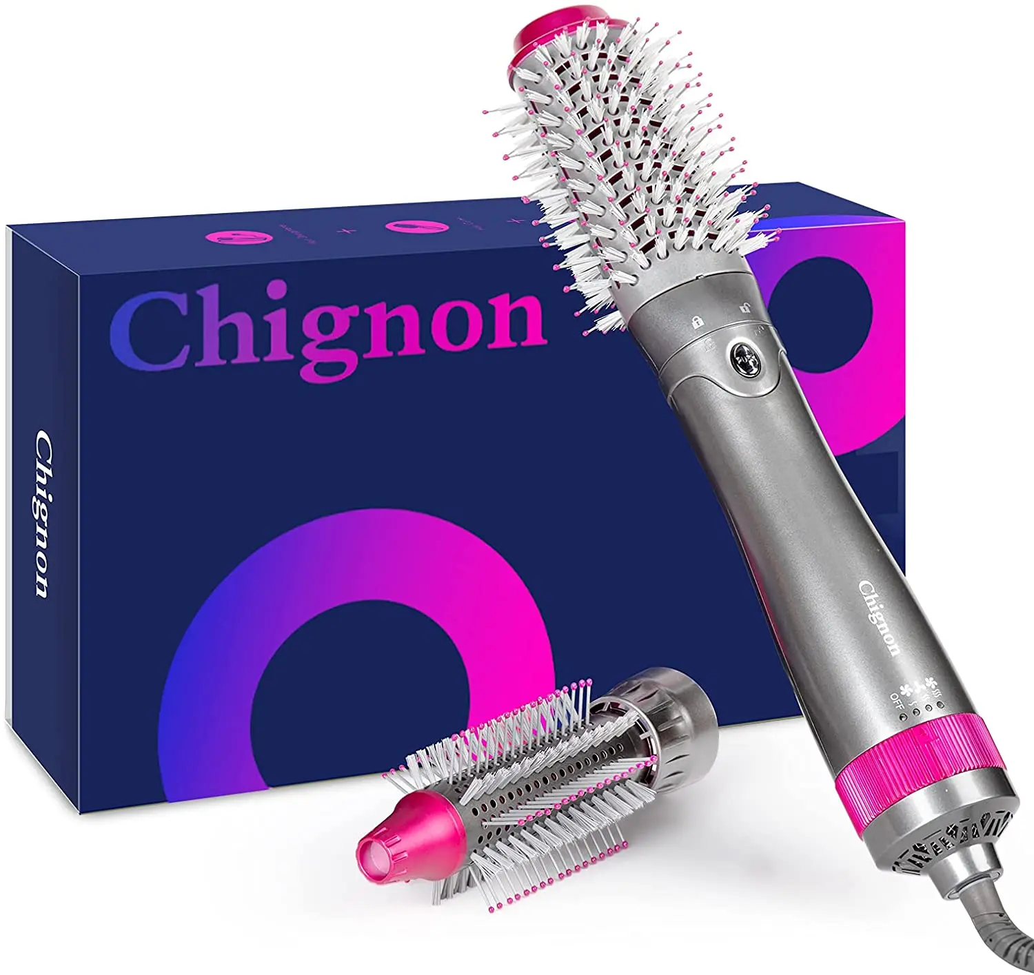 

3th Hair Dryer Brush with Interchangeable Head Hair Straightener Curler Comb Brush One Step Styler and Volumizer Ion Blow Dryer