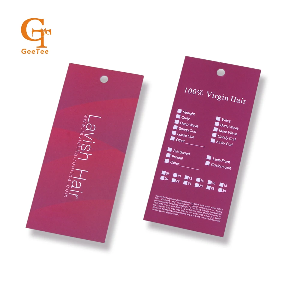 Индивидуальный Логотип роскошный волос Девы Бумага Упаковочная бирка заказ