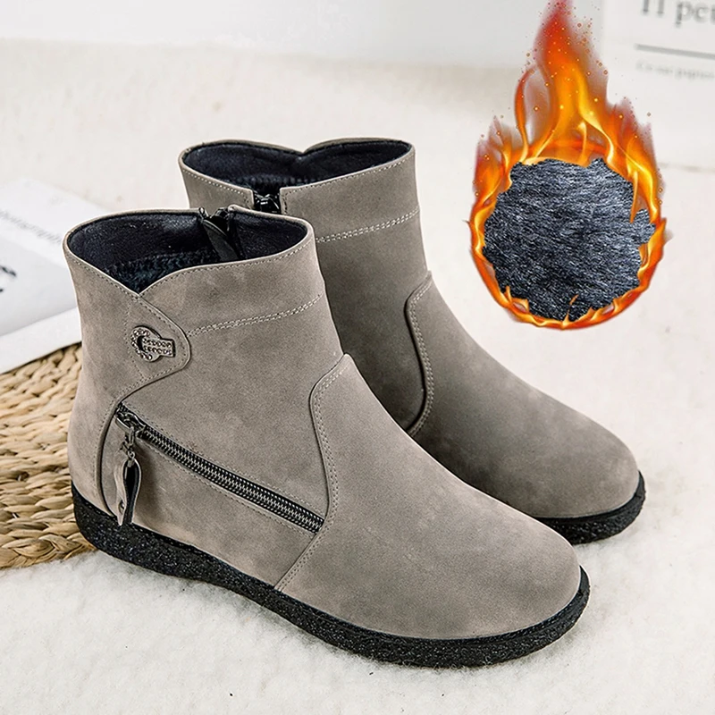 

Snow Boots Warm Ankle Boots For Women Winter Non-Slip Waterproof Female Winter Shoes Zipper Booties Fur Plush Footwear Bottes