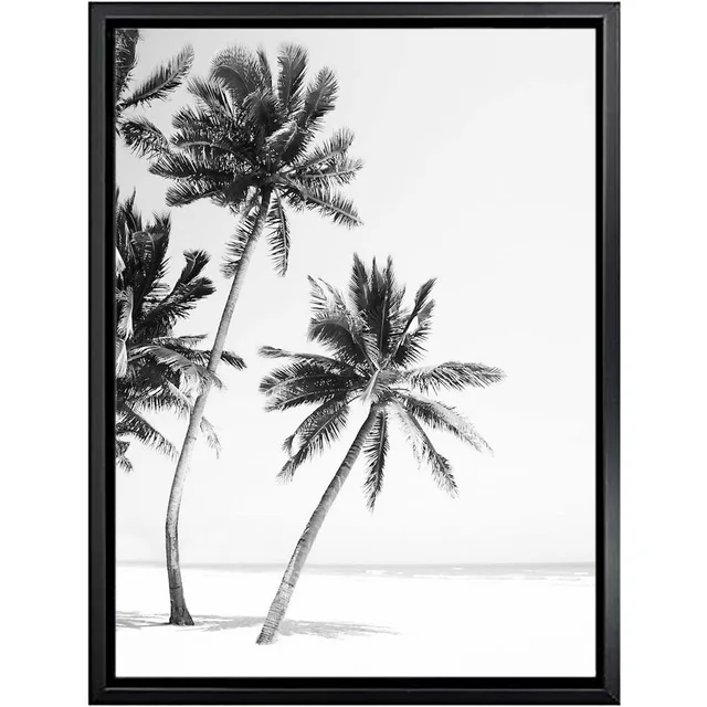 Постер с тропическим КАКТУСОМ и пальмой черно-белая Картина на холсте настенные