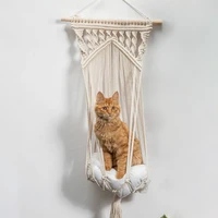 macrame cat hammockmacrame hanging swing cat dog pet bed with hanging kit for indoor cats hand woven hanging basket home decor