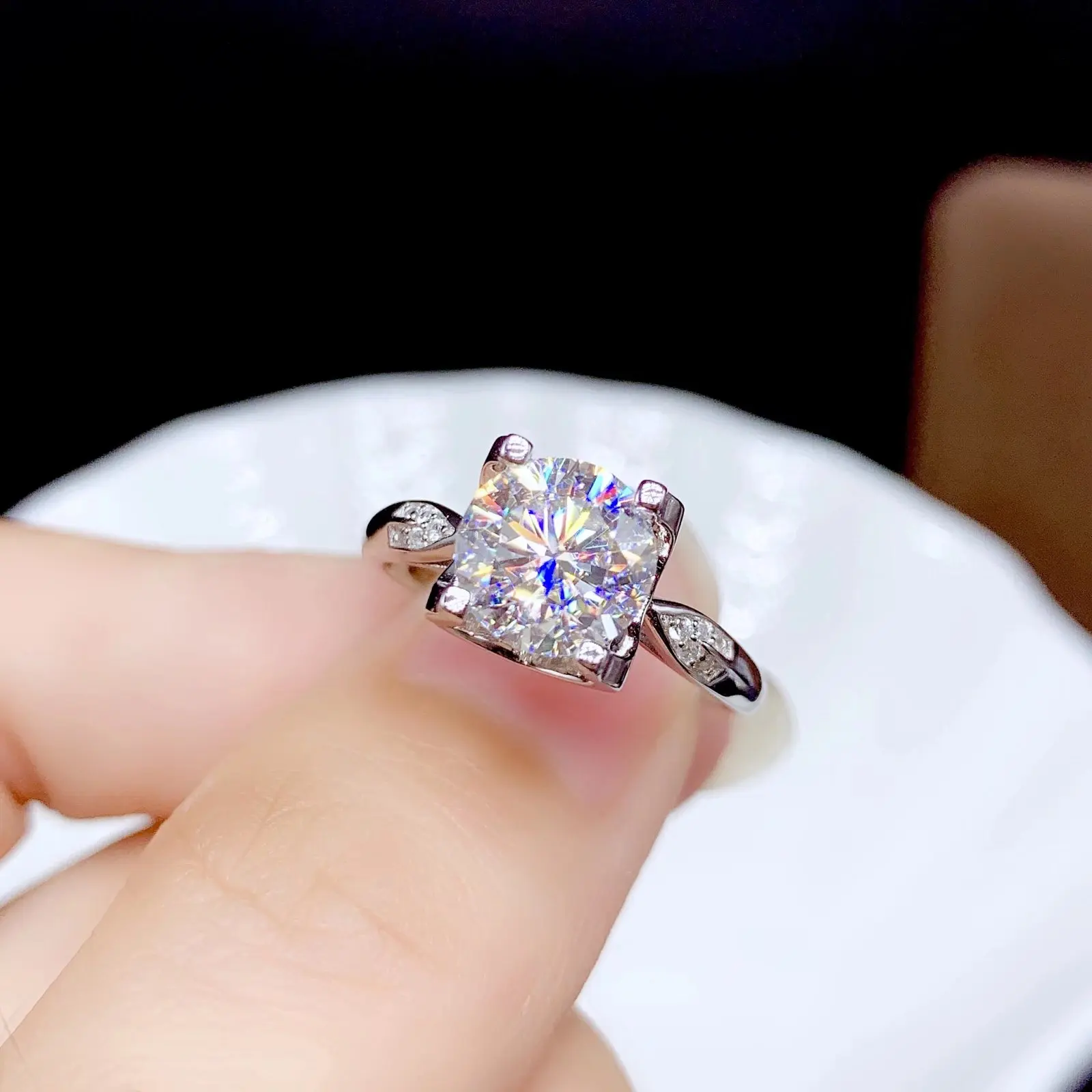 

exquisite sparkling moisanite ring for women 925 sterling silver birthday gift shiny better than diamond engagement