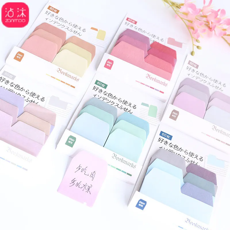 

Stationery Sticky Notes Solid Color Memo Pad Mini Sticky Notes Bookmark Decorative Stationary School Office Supplies