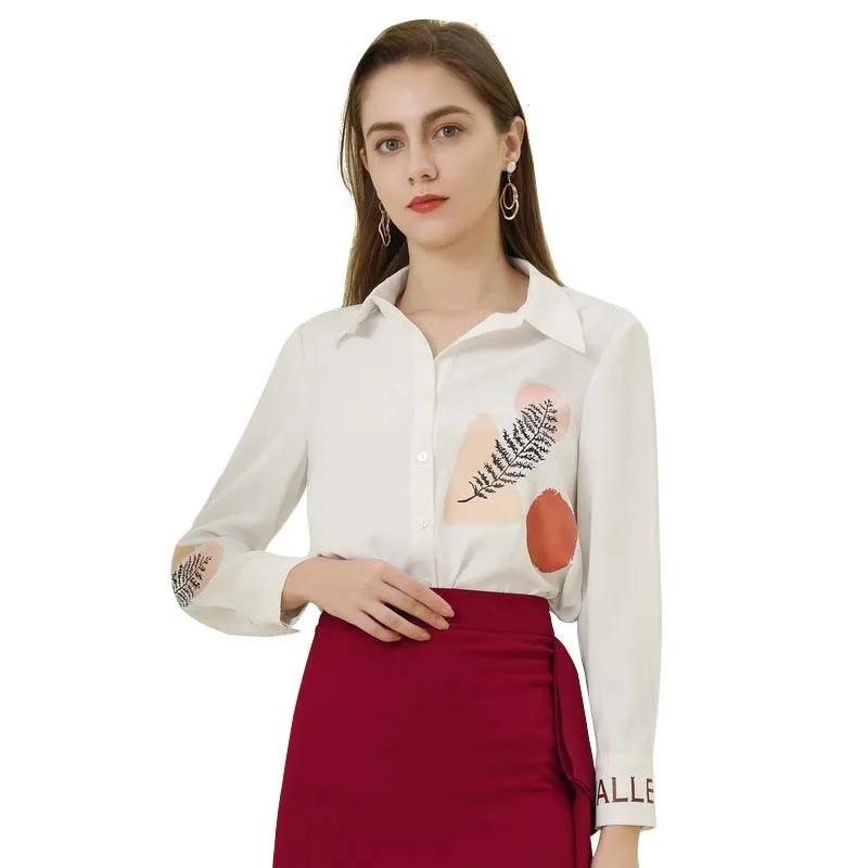 

Print Chiffon Blouse Women Spring Fashion Korean Turn-down Collar Long Sleeve Elegant Office Ladies Tops Plus Size Shirts Femme
