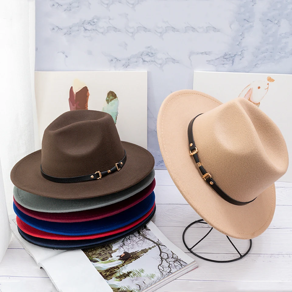 Мужская шляпа с широкими полями 7 см искусственная шерсть фетровая для женщин и