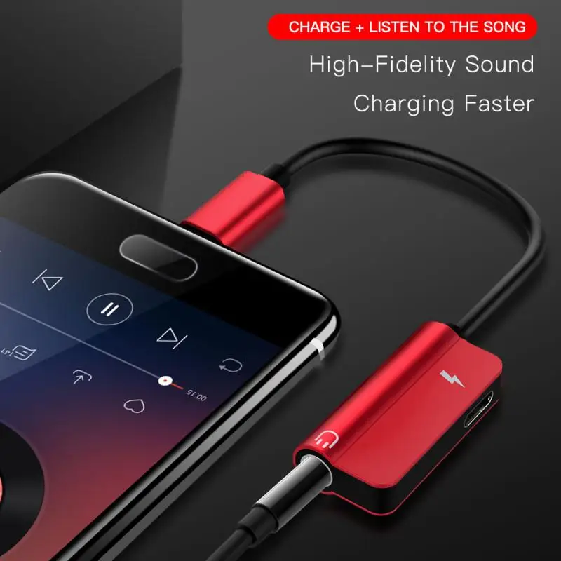 

New 2 In 1 Type C Adapter For Huawei P30 P40 P20 Mate 30 Pro Xiaomi 9 8 Oneplus 7T USB C To 3.5mm Earphone Charger Splitter