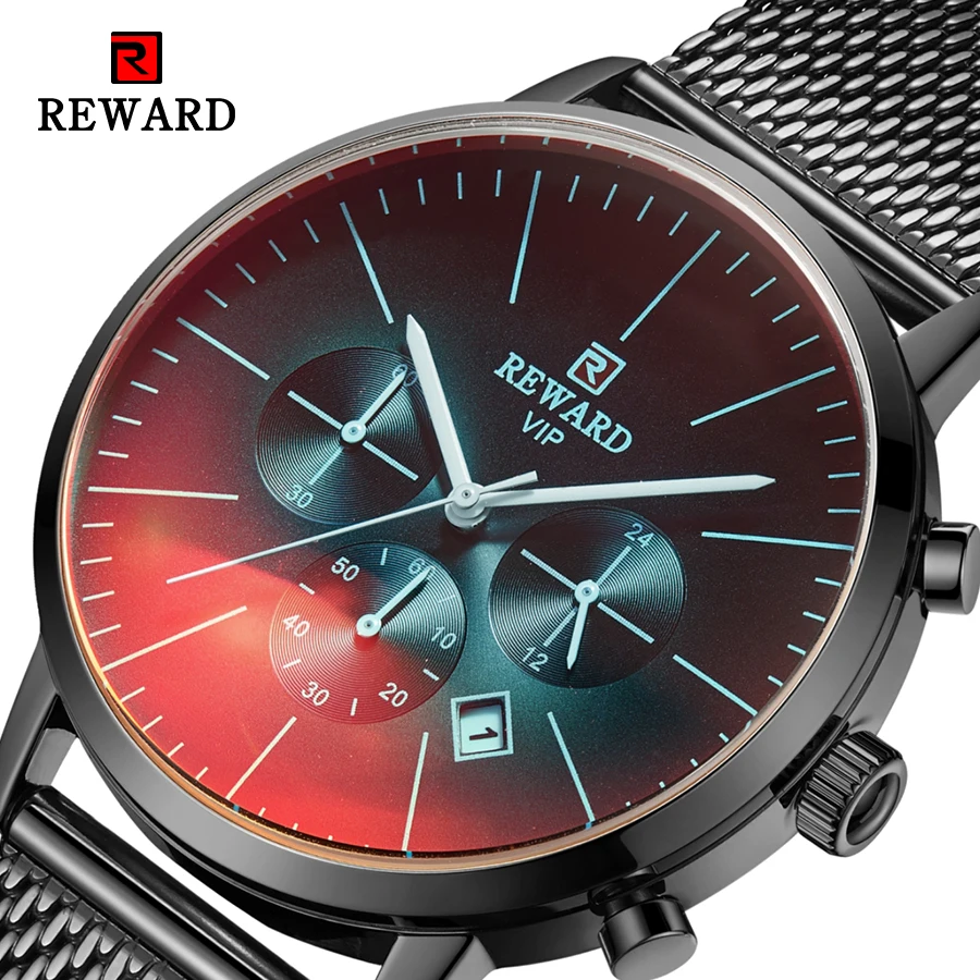 

2020 Watch Men Fashion Color Bright Glass Relojes Hombre Top Brand Luxury Chronograph Stainless Steel Business Waterproof Watch