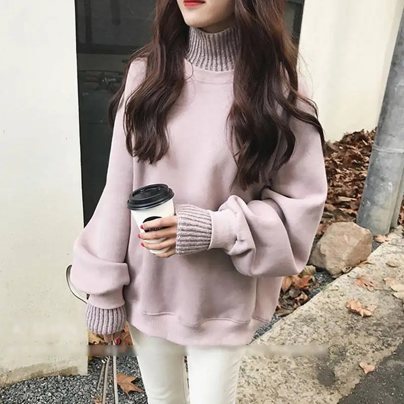 New Pink Girls Cute Spring Sweater Women Fashion Casual Lovely Solid Black Vintage Loose Long Sleeve Pullover Sweaters | Женская одежда