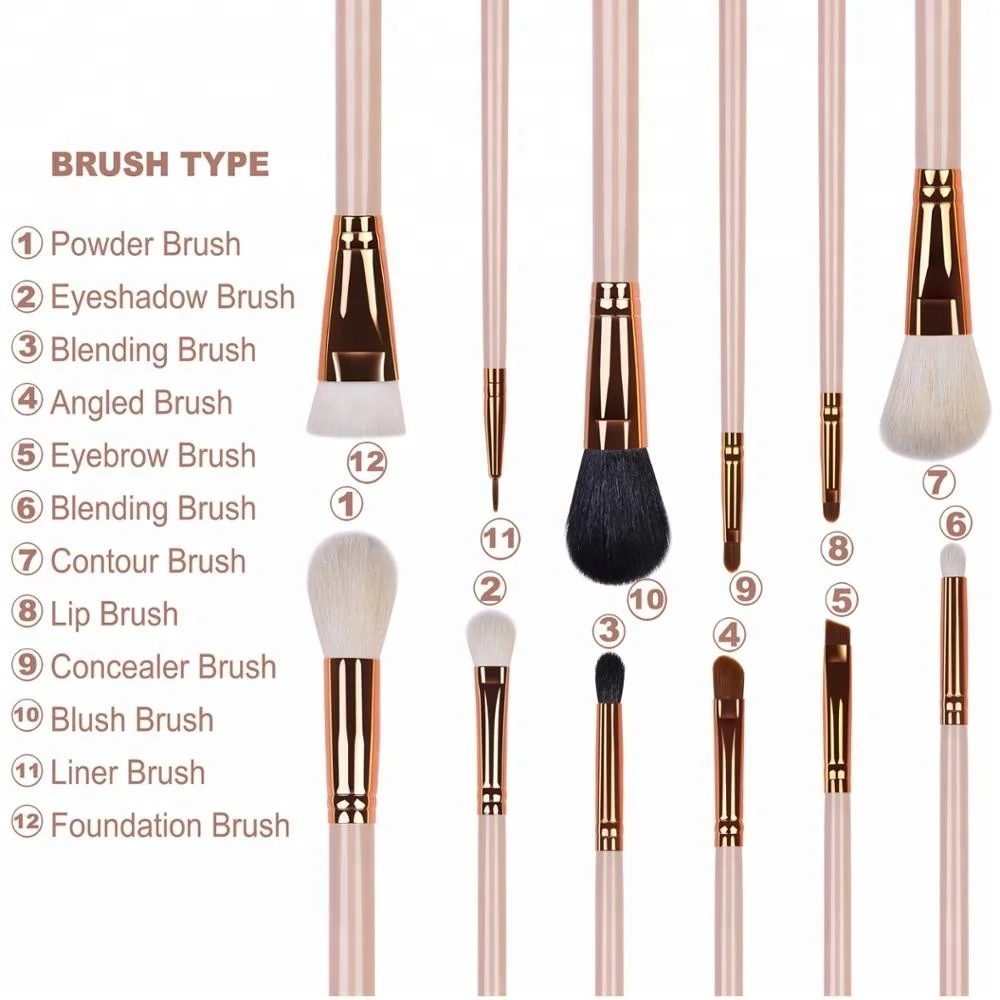 

12Pcs Makeup Brushe Set With Bag Eyebrow Brush Makeup Cosmetic Tool For Beauty Salon Cosmetic Foundation Powder Eye Shadow Brush