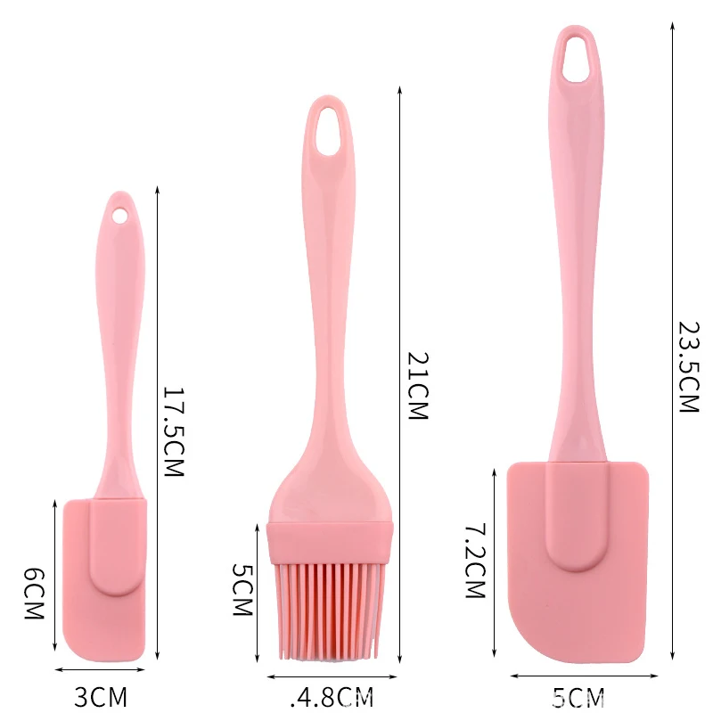 

3Pcs/Set Silicone Cream Scraper DIY Bread Cake Butter Spatula Mixer Oil Spatula Mixer Oil Brush Kitchen Baking Tool Molds