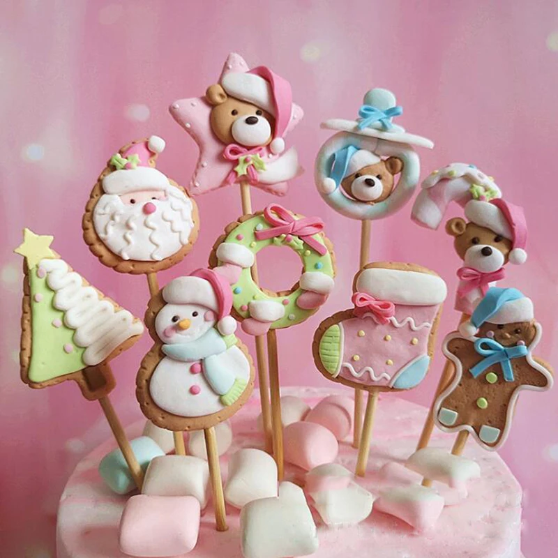 Печенья глина торт флаг сапоги куртка синего цвета с медведем Рождественская