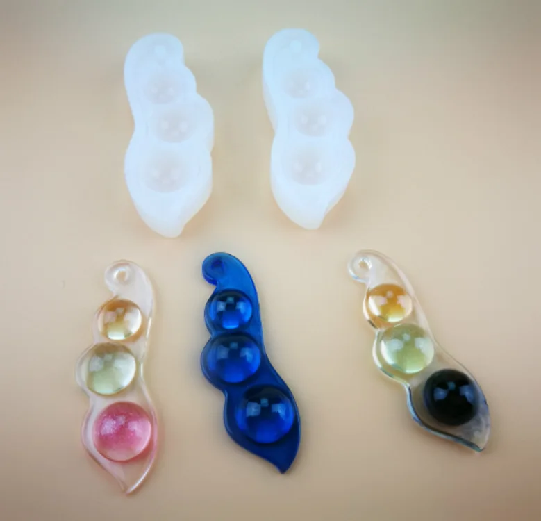 

Pendant mould with holes Crystal Epoxy Jewelry DIY silicone mold pea clip mold Half round bean mold