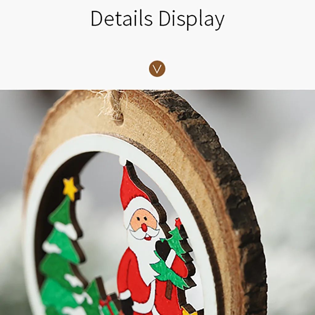 Рождественские украшения круглые полые деревянные подвески Санта Клаус Лось