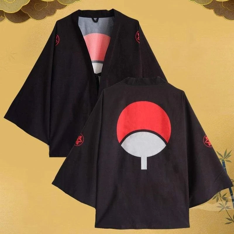 Японское кимоно с символами аниме Konoha Hokage Uchiha сасуке Шаринган плащ косплей