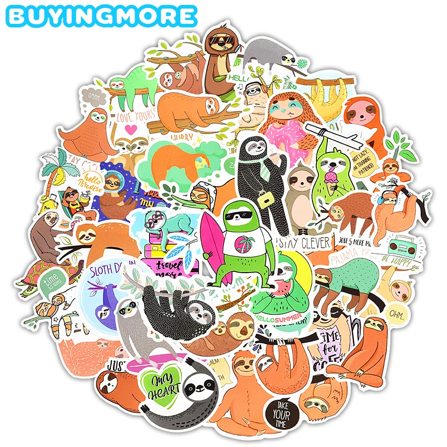 50 шт. животное Ленивец наклейки пакет наслаждайтесь моментом Забавные милые