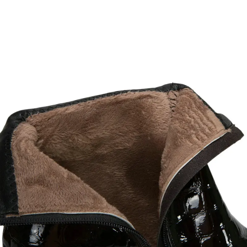 

2021 Winter Women Shoes PU Nude Boots Boots Fleece Fashion Sexy Warm Side Zipper Pointed Thick Heel Square Root Large Size 34-43