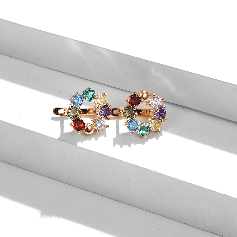 

ZEMIOR Fashion Clip Earrings For Women Jewelry Colorful Crystal Earring Holder Girl Lover Wedding Party Romantic Accessories