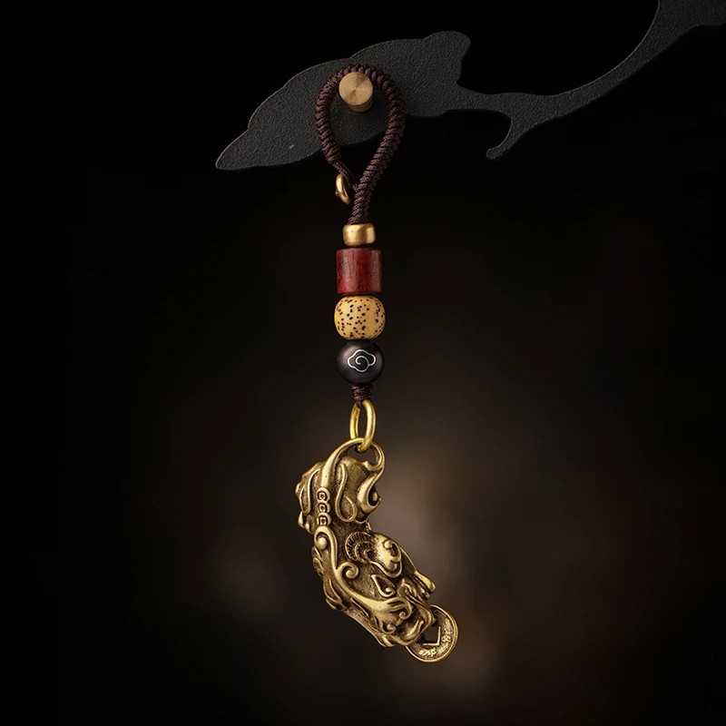 Ретро латунный китайский зверь кулоны Pixiu DIY аксессуары для ключей счастливое