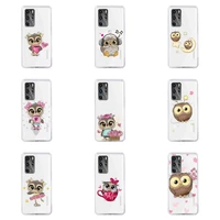 cute owl black phone case for huawei p40 p30 p20 mate honor 10i 30 20 i 10 40 8x 9x pro lite transparent cover