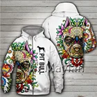 Толстовка с капюшоном с 3D принтом животных питбуля, мужская куртка в стиле Харадзюку, Повседневная Уличная одежда унисекс, свитшот, пуловер, мужская Толстовка