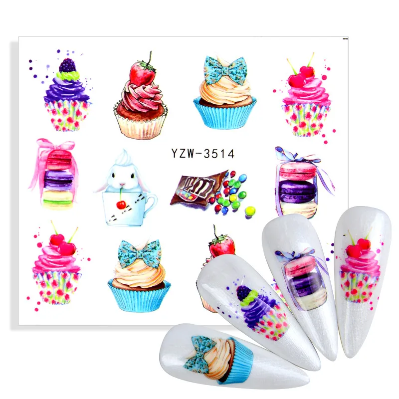 

2022 новейшая наклейка для водяного переноса изображения на ноготь наклейки фруктовый крем торт губы красота украшения Дизайн DIY Цвет татуир...