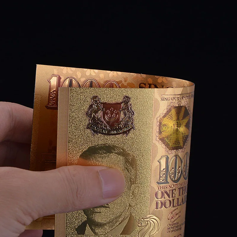 Держатель для банкнот WR из редкого золота Сингапур 1000 бумажные деньги Золотая
