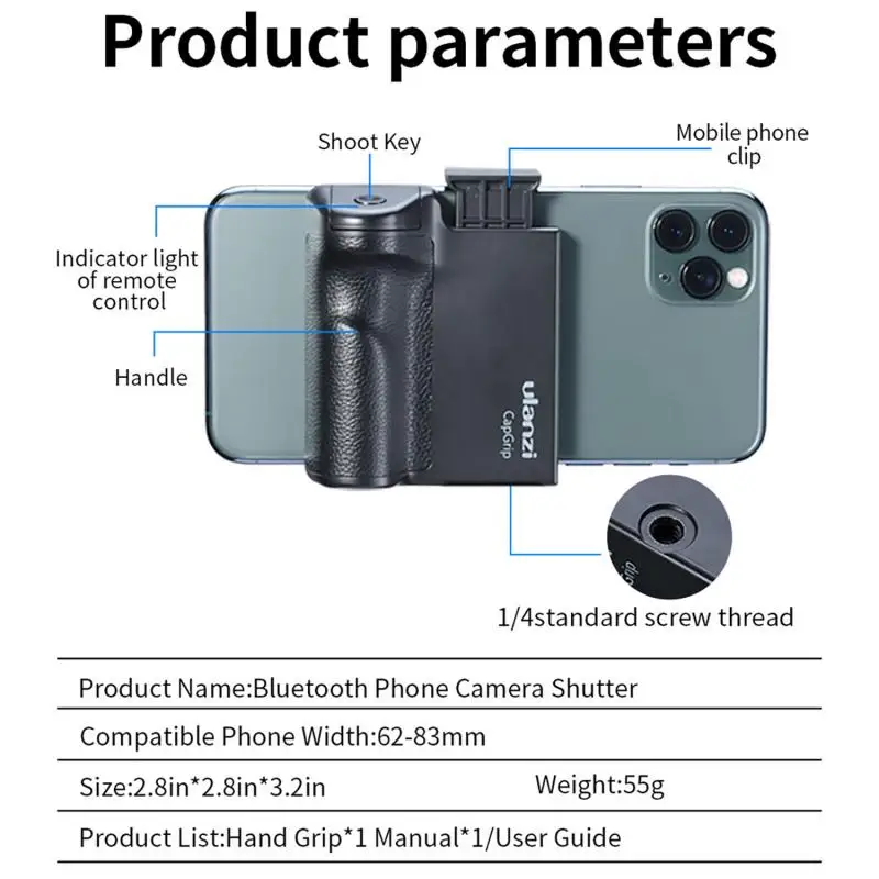 

New CapGrip Mobile Phone Photography One-handed Shooting Aid Bluetooth Remote Control One-handed Camera Handle Stability Selfie