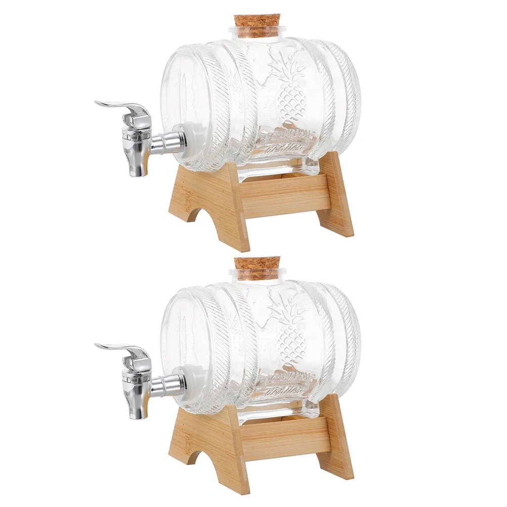 

2 Sets of 1kg Vintage Beverage Dispenser with Bamboo Rack and