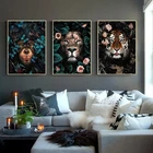 Панда, тигр, Лев, джунгли, дикие животные, Картина на холсте, плакат и печать, Настенная картина для гостиной, домашний декор (без рамки)
