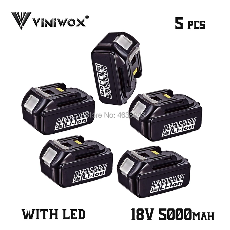 5000 мА/ч, Перезаряжаемые литий-ионный Батарея BL1850 Замена для Makita 18V BL1850B BL1815 BL1830 BL1840 LXT400 Батарея пакеты е-байка 36В - Цвет: 5 Pieces