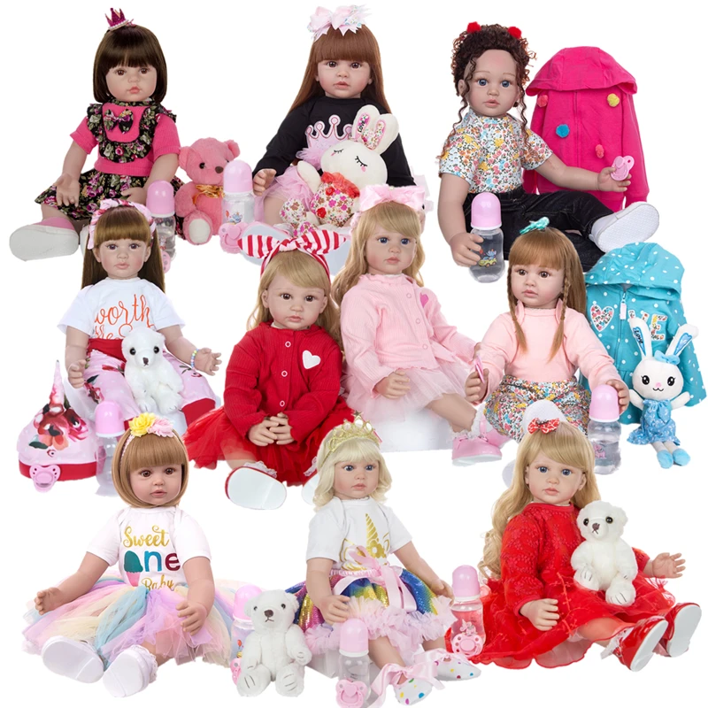 

60cm Reborn Baby Doll Soft Silicone Cloth Body Newborn Playmate Soothing Kids Toys Simulation Girl Doll Christmas Birthday Gift