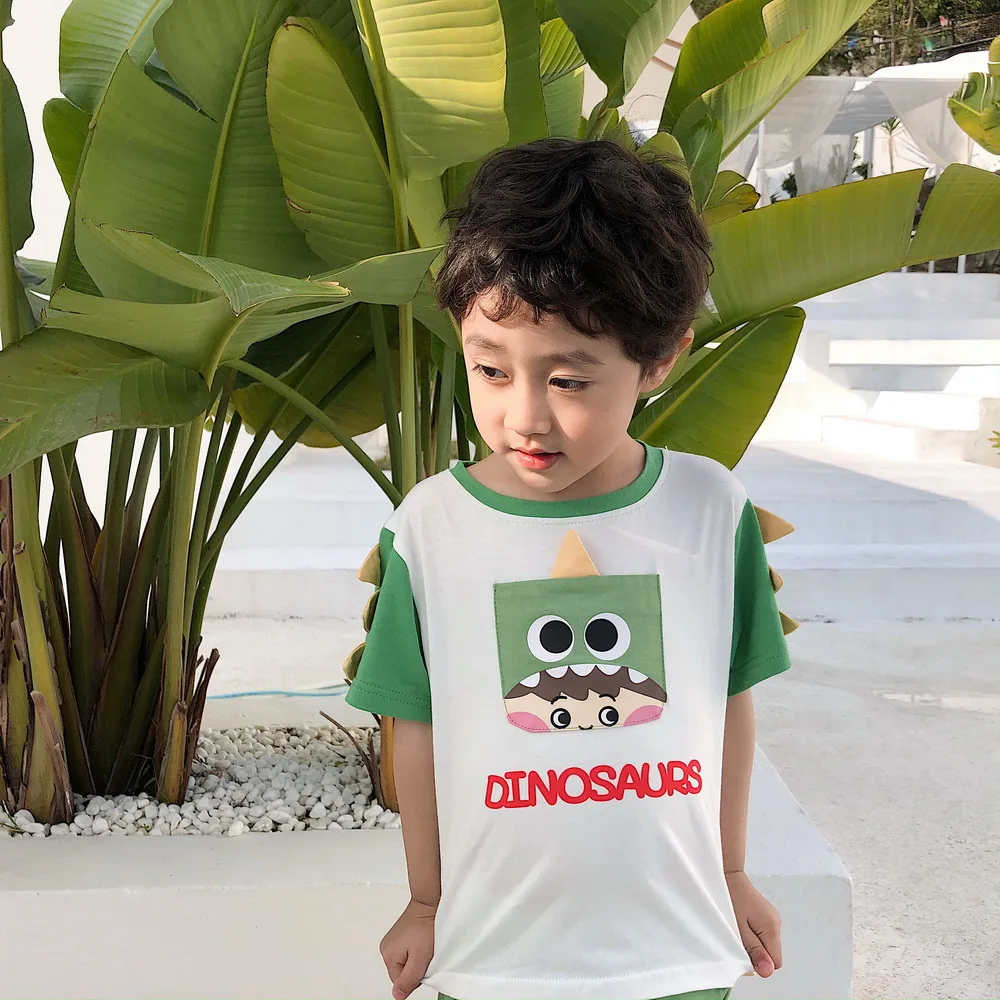 

Детские подтяжки Tonytaobaby со стерео хвостом и динозавром, Забавный хлопковый костюм с мультяшным рисунком, одежда для мальчиков