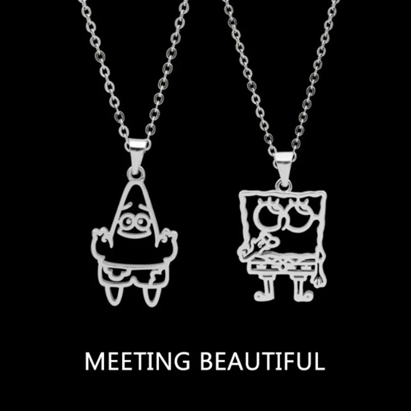 

New Fashion Best Friends Honey Love Couple Pendant Necklace Cute Cartoons Choker Gift Friendship Party Jewelry Gift Wholesale
