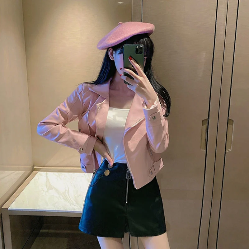 

Кожаное пальто в западном стиле Женская куртка Осень 2021 Новинка во французском ретро-стиле мотоциклетная одежда