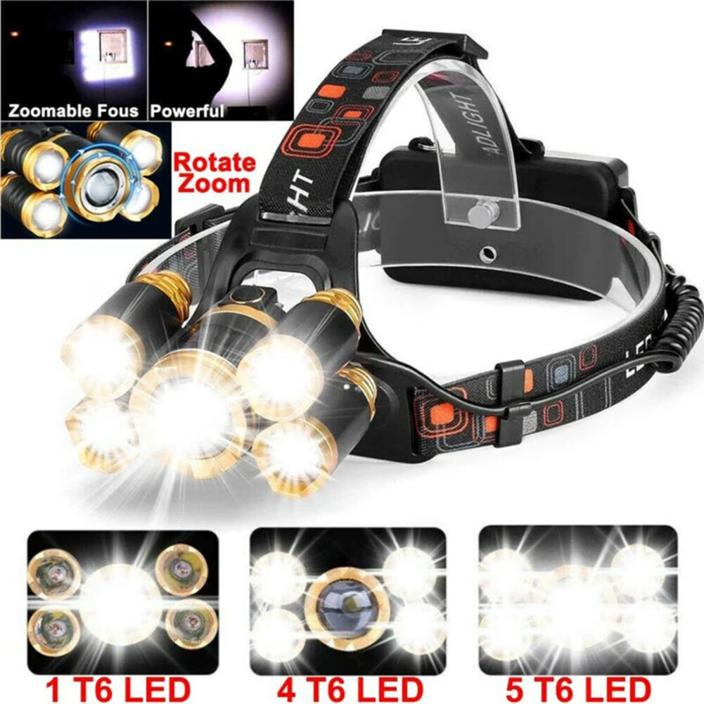

Climbing Headlamp Night riding Zoom T6 Headlight Rechargeable Flashlight