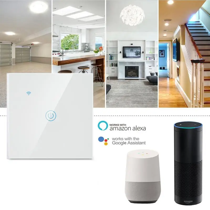 Умный выключатель EWelink Zigbee с Wi-Fi настенный сенсорный со стеклянной панелью