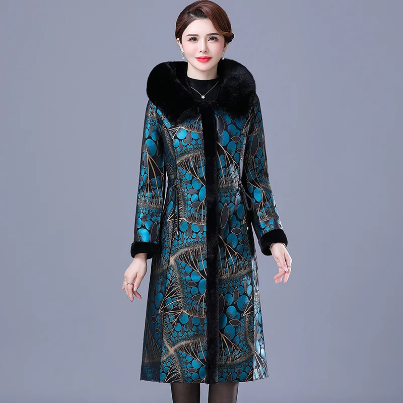 

Женская зимняя теплая X-длинная куртка из искусственного меха, двухстороннее меховое пальто с капюшоном, Женская двухсторонняя утепленная ...