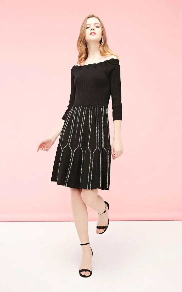 Vero Moda женское платье в полоску с вырезом лодочкой 3/4 рукавами | 319146533