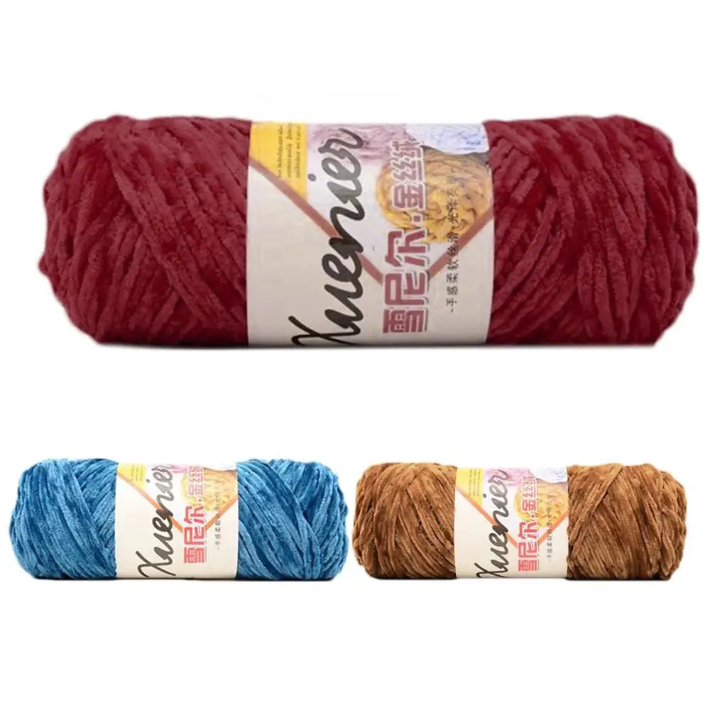 100g Chenille Velvet Yarn Wram Solid Color Hand-Knitted Thick Crochet Thread | Дом и сад